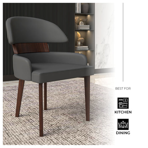 Ethos Leather Dining Chairs with Curved Open Back in Rubberwood