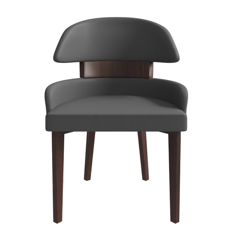 Ethos Leather Dining Chairs with Curved Open Back in Rubberwood