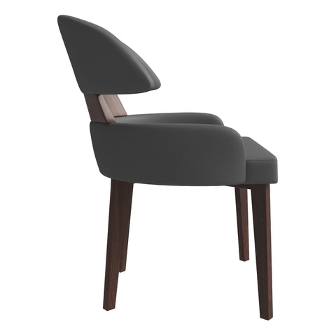 Ethos Leather Dining Chairs with Curved Open Back in Rubberwood