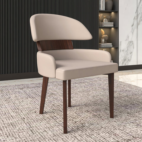 Ethos Leather Dining Chairs with Curved Open Back in Rubberwood