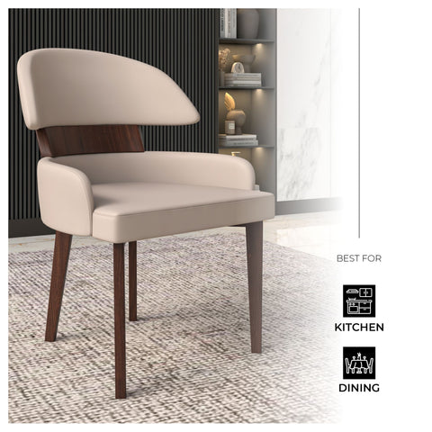 Ethos Leather Dining Chairs with Curved Open Back in Rubberwood