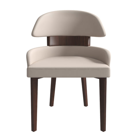 Ethos Leather Dining Chairs with Curved Open Back in Rubberwood