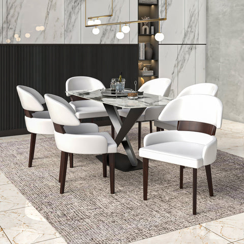 Ethos Leather Dining Chairs with Curved Open Back in Rubberwood