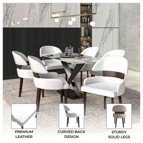 Ethos Leather Dining Chairs with Curved Open Back in Rubberwood