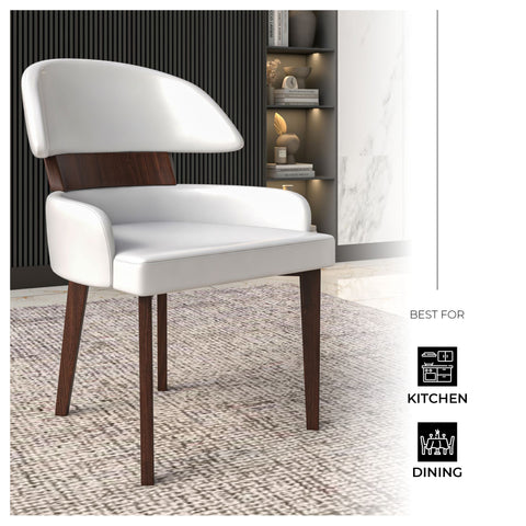 Ethos Leather Dining Chairs with Curved Open Back in Rubberwood
