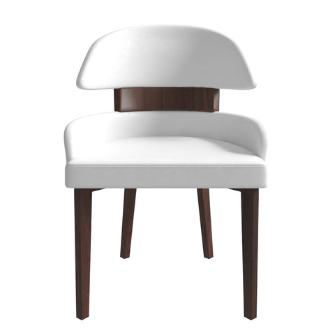 Ethos Leather Dining Chairs with Curved Open Back in Rubberwood