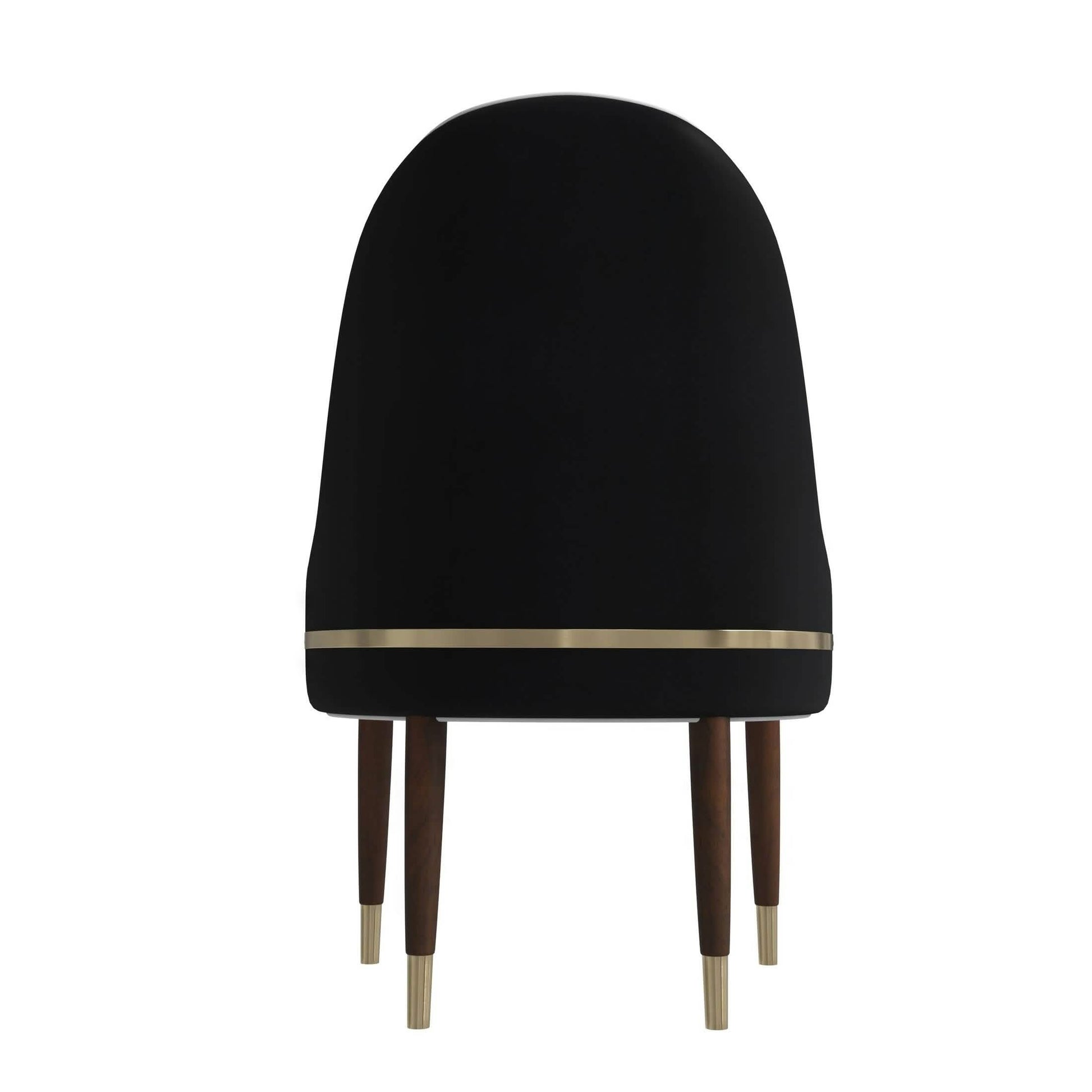 Elara Leather Dining Chair with Elegant Ripple Back and Gold Accents in Rubberwood Set of 2