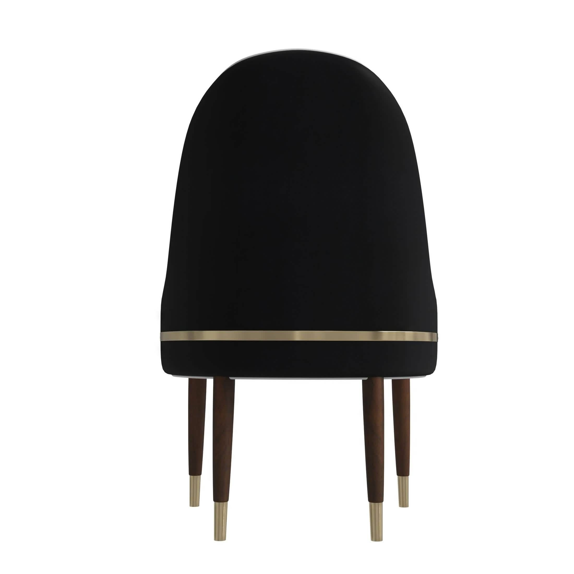 Elara Leather Dining Chair with Elegant Ripple Back and Gold Accents in Rubberwood Set of 2