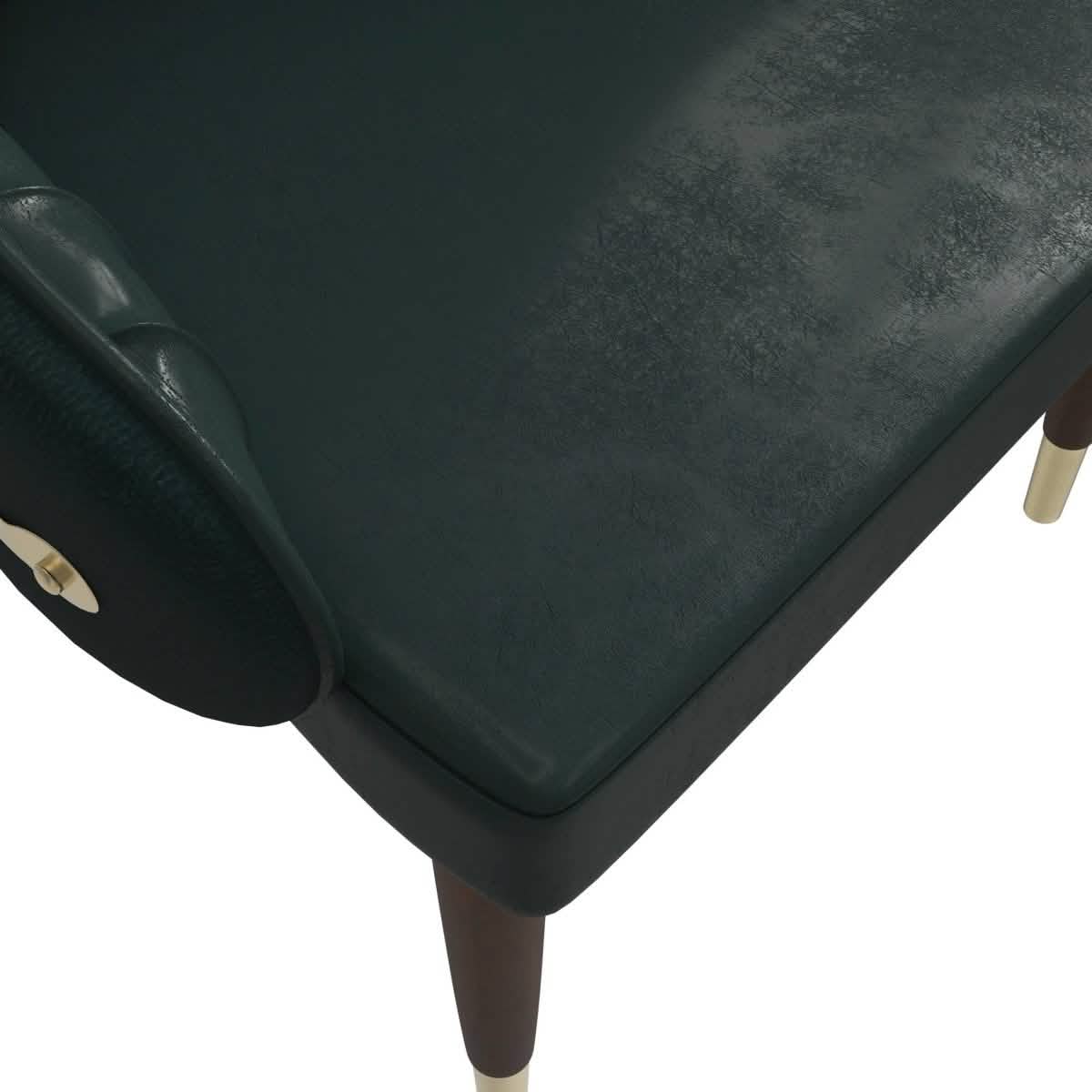 Elara Leather Dining Chair with Elegant Ripple Back and Gold Accents in Rubberwood Set of 2