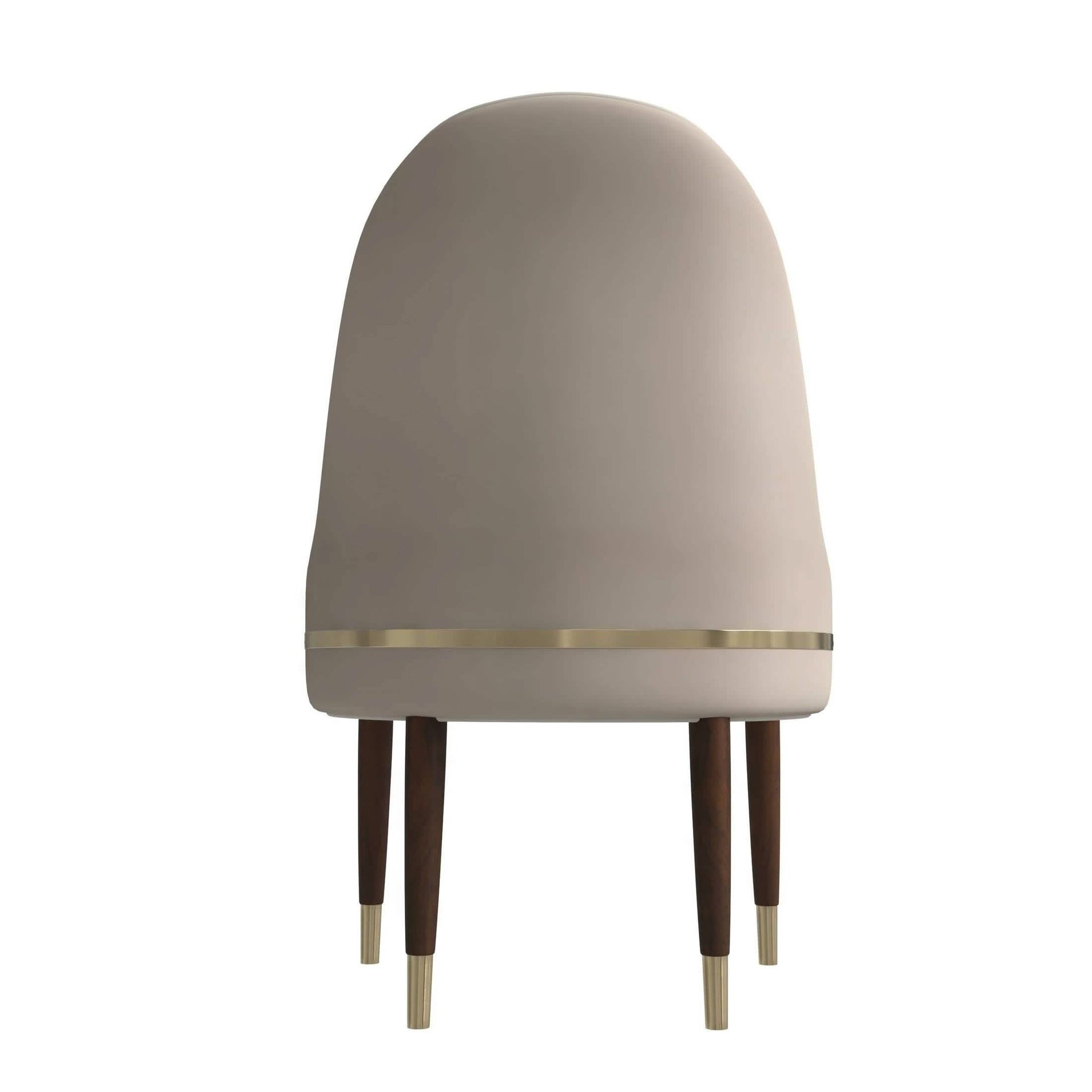 Elara Leather Dining Chair with Elegant Ripple Back and Gold Accents in Rubberwood Set of 2