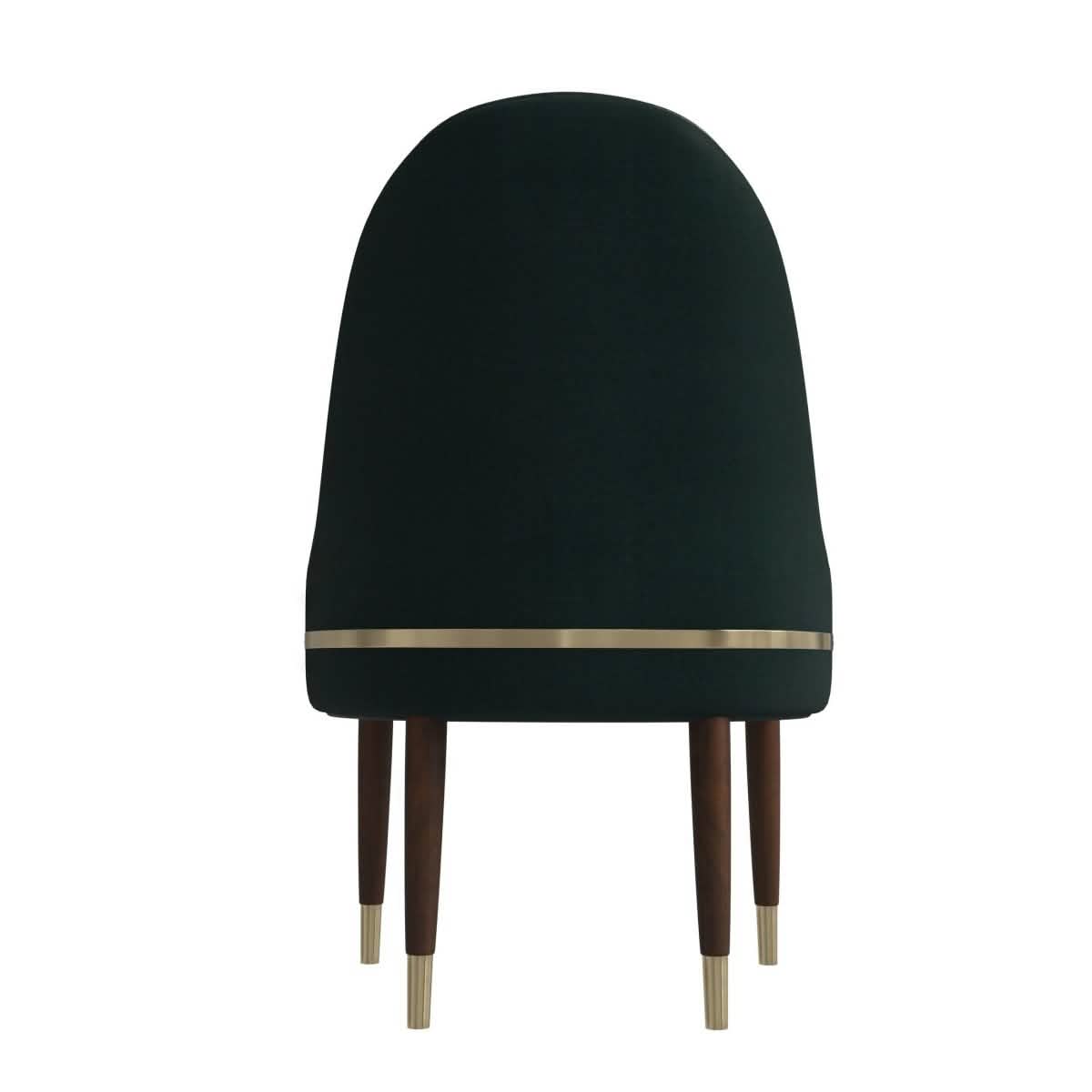Elara Leather Dining Chair with Elegant Ripple Back and Gold Accents in Rubberwood Set of 2