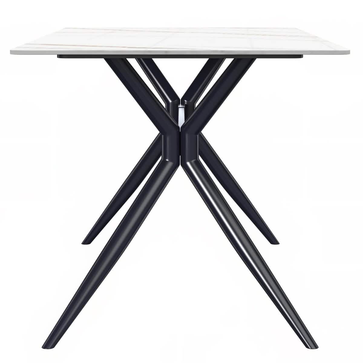Elega 7 - Piece Dining Set with Rectangular Sintered Stone Table and 6 Velvet Side Chairs with Wicker Back