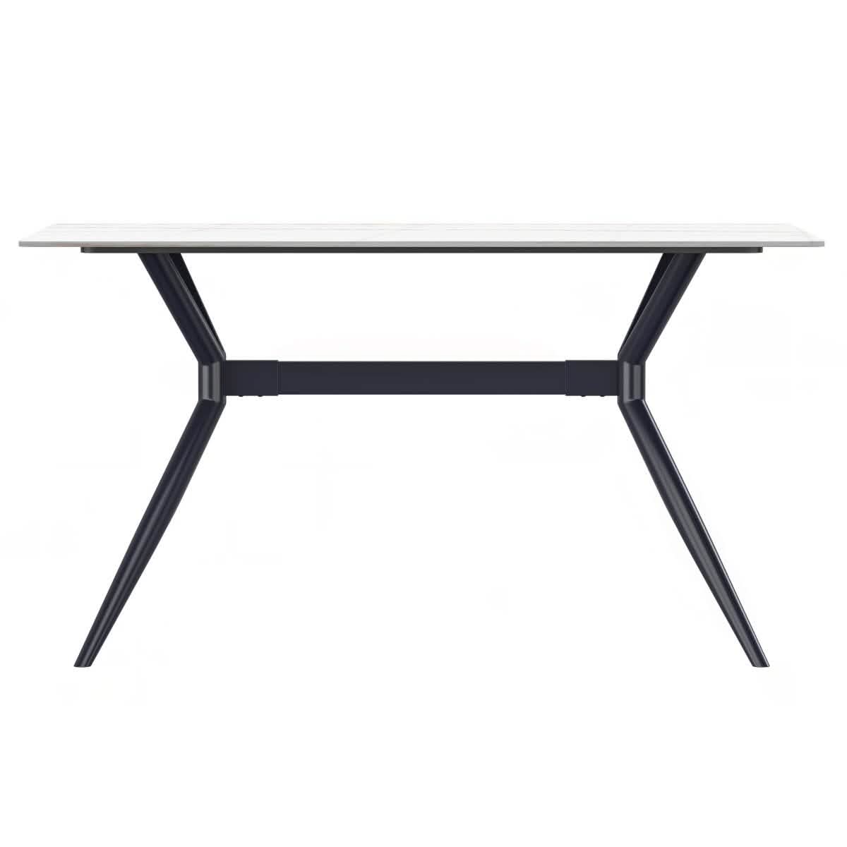 Elega 7 - Piece Dining Set with Rectangular Sintered Stone Table and 6 Velvet Side Chairs with Wicker Back