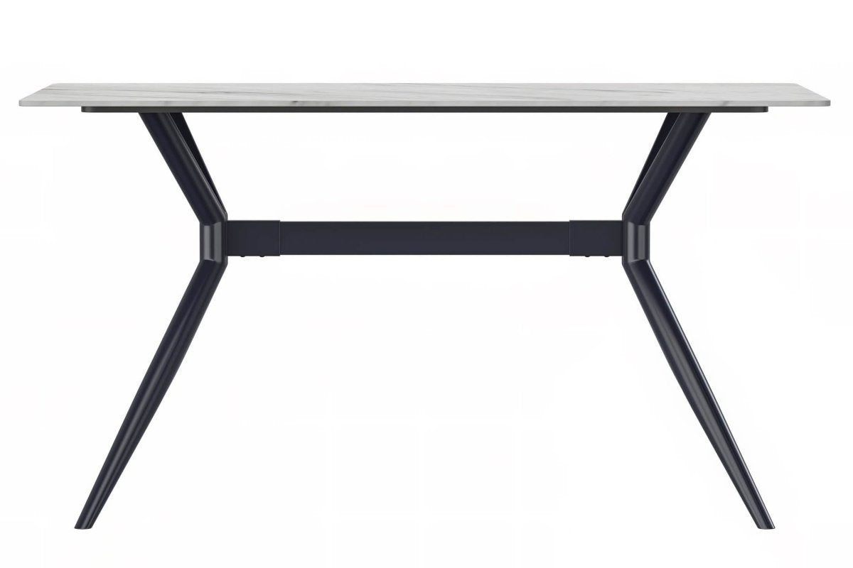 Elega Rectangular Dining Table with Sintered Stone/Glass Rectangular Top and Gold Stainless Steel Base
