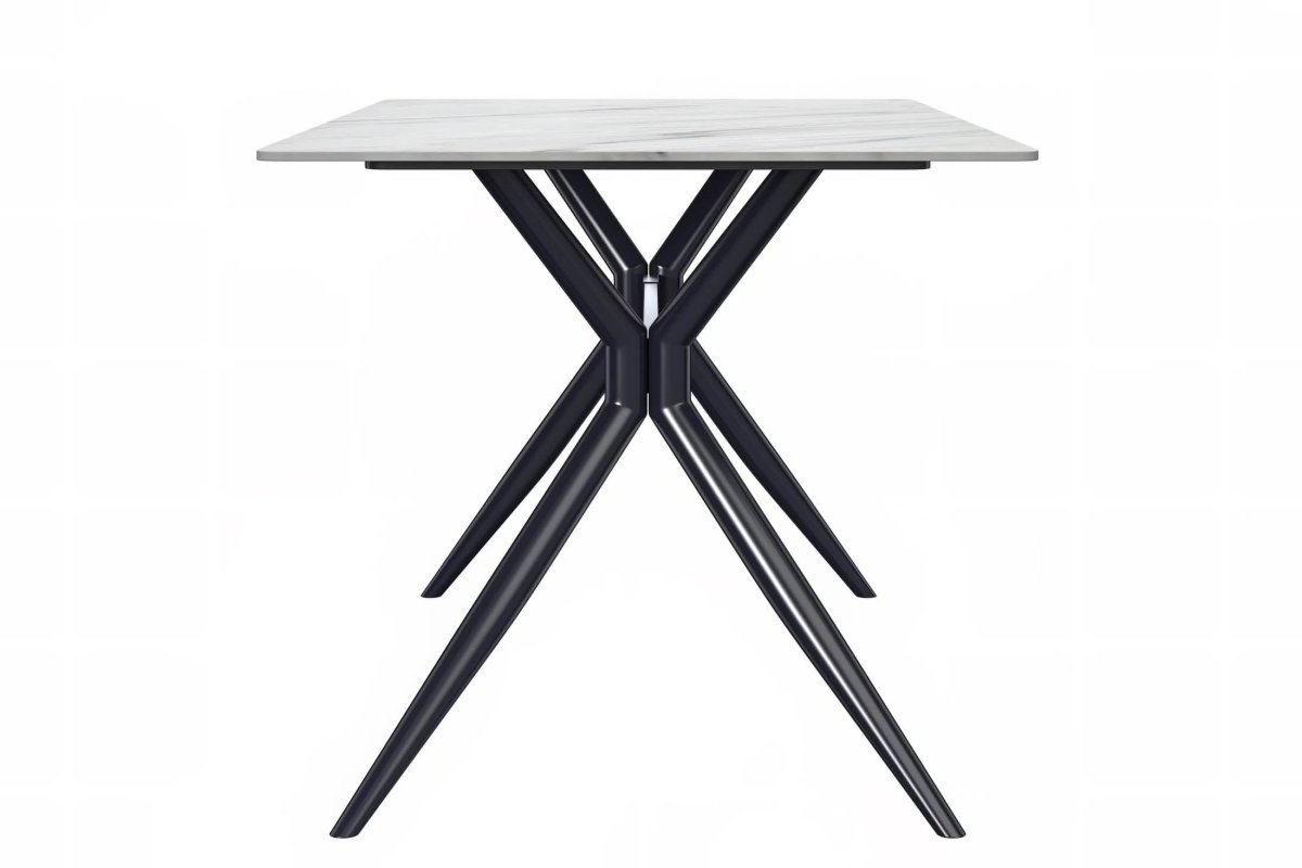 Elega Rectangular Dining Table with Sintered Stone/Glass Rectangular Top and Gold Stainless Steel Base