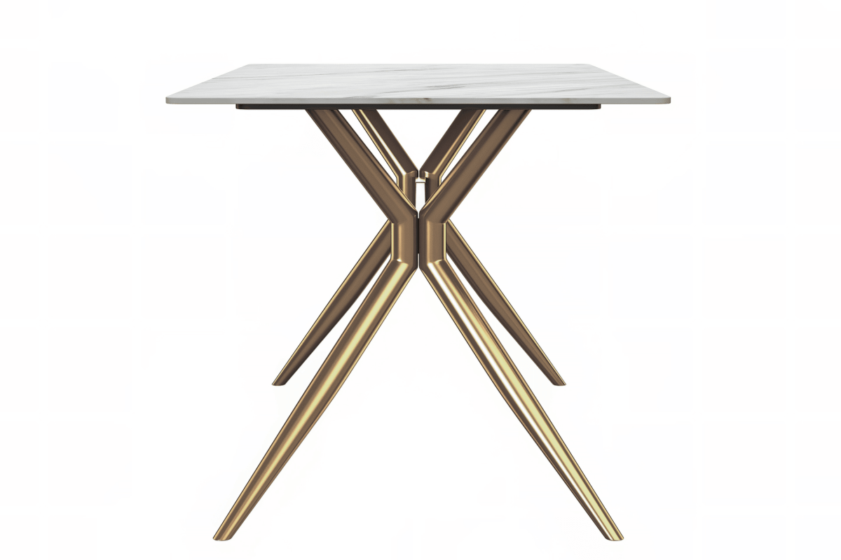 Elega Rectangular Dining Table with Sintered Stone/Glass Rectangular Top and Gold Stainless Steel Base