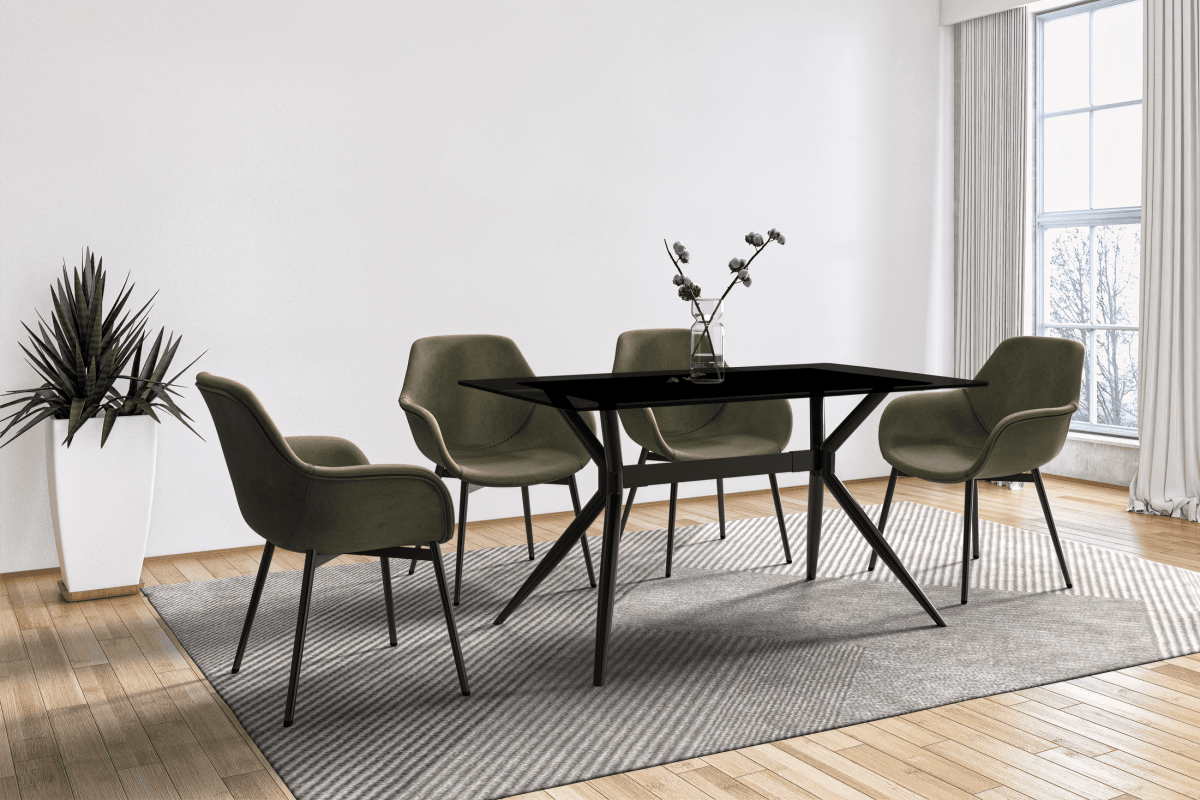 Elega Rectangular Dining Table with Sintered Stone/Glass Rectangular Top and Gold Stainless Steel Base