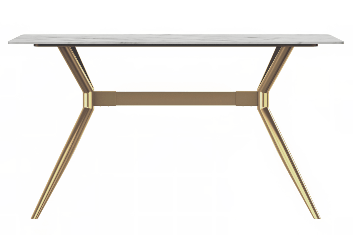 Elega Rectangular Dining Table with Sintered Stone/Glass Rectangular Top and Gold Stainless Steel Base
