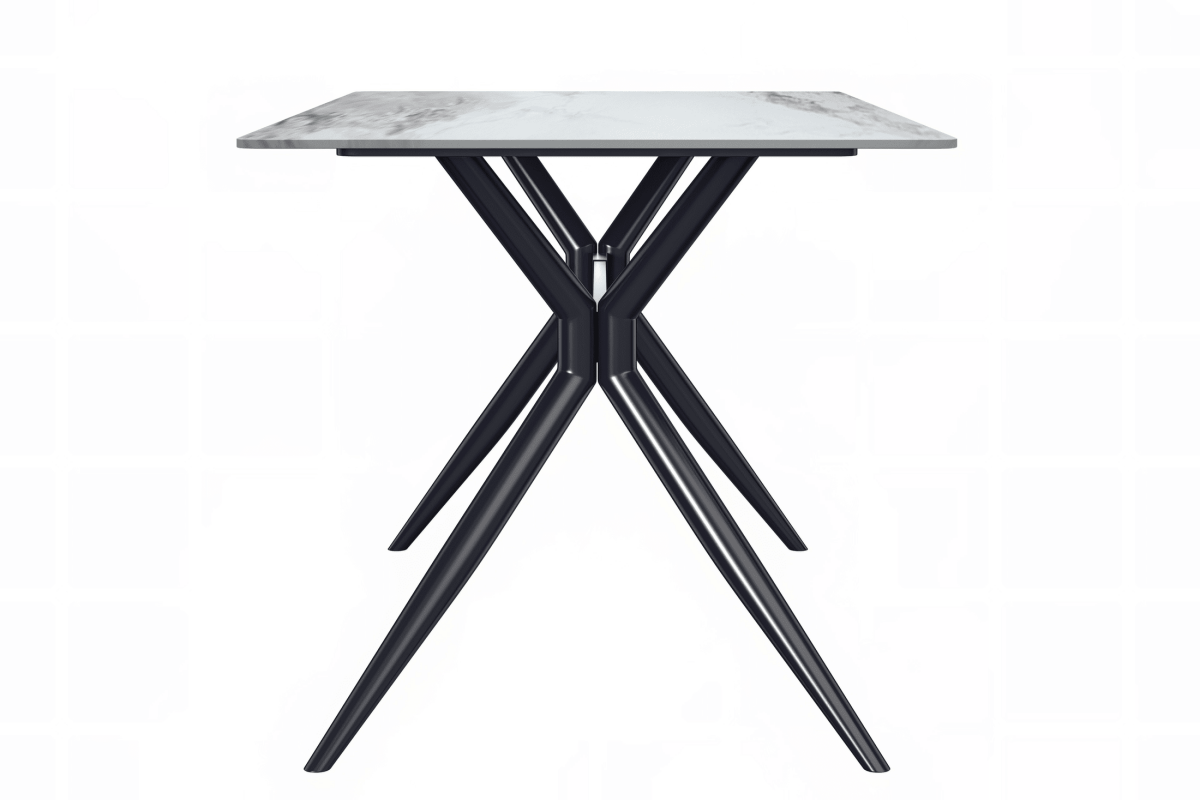 Elega Rectangular Dining Table with Sintered Stone/Glass Rectangular Top and Gold Stainless Steel Base