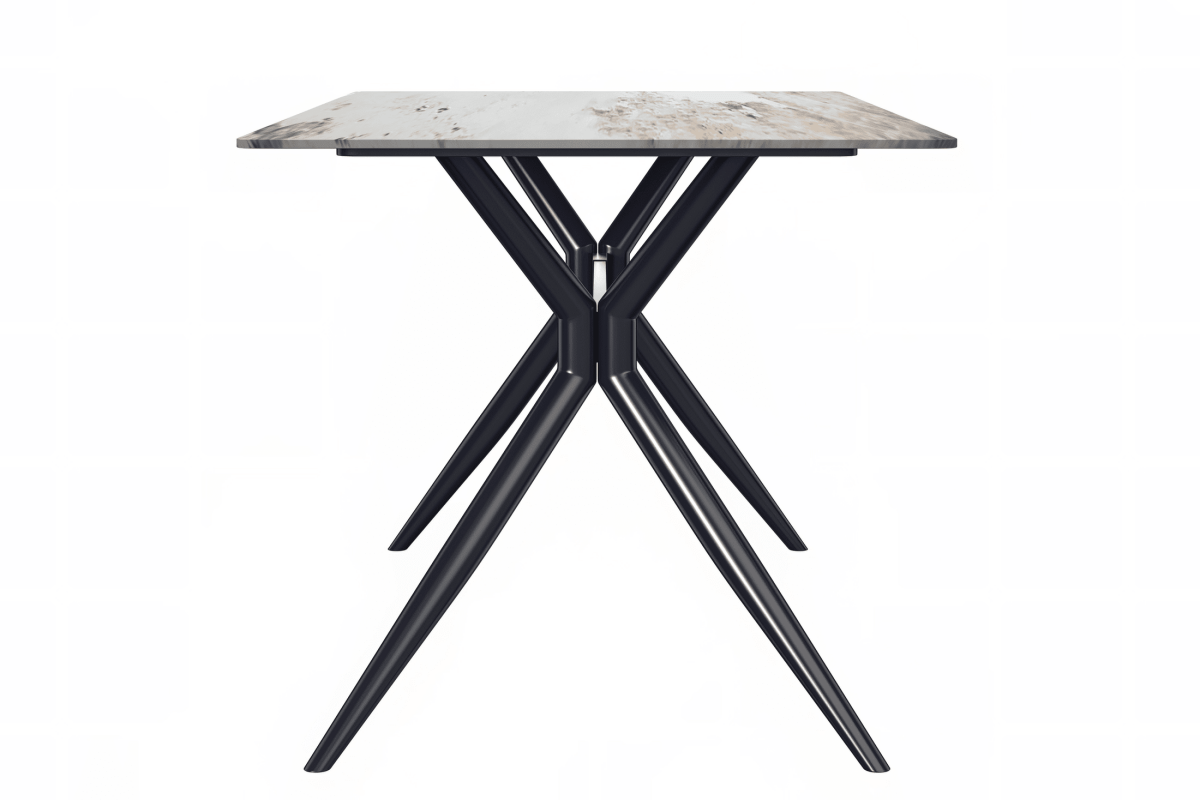 Elega Rectangular Dining Table with Sintered Stone/Glass Rectangular Top and Gold Stainless Steel Base