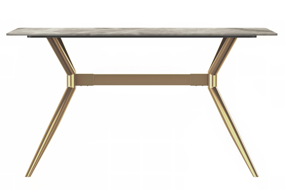 Elega Rectangular Dining Table with Sintered Stone/Glass Rectangular Top and Gold Stainless Steel Base