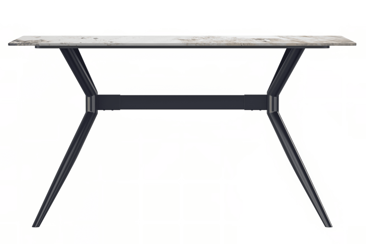 Elega Rectangular Dining Table with Sintered Stone/Glass Rectangular Top and Gold Stainless Steel Base