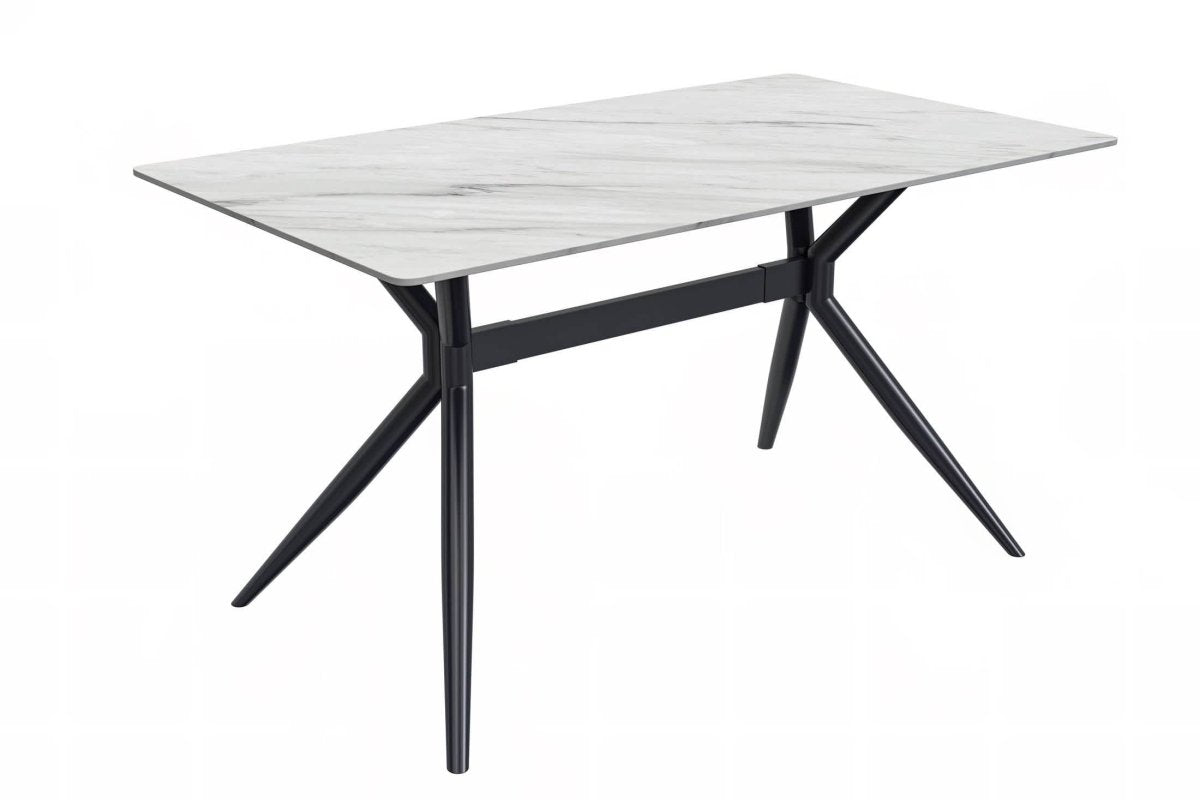 Elega Rectangular Dining Table with Sintered Stone/Glass Rectangular Top and Gold Stainless Steel Base