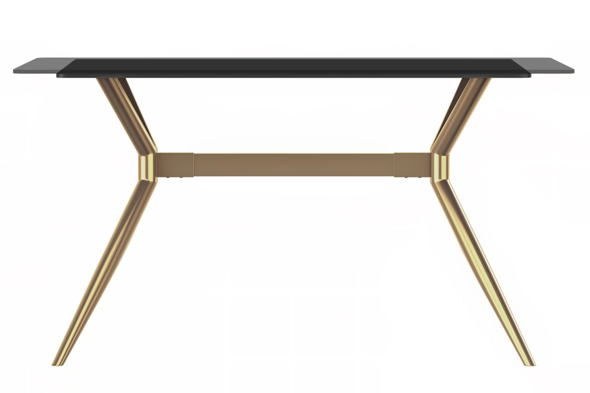Elega Rectangular Dining Table with Sintered Stone/Glass Rectangular Top and Gold Stainless Steel Base