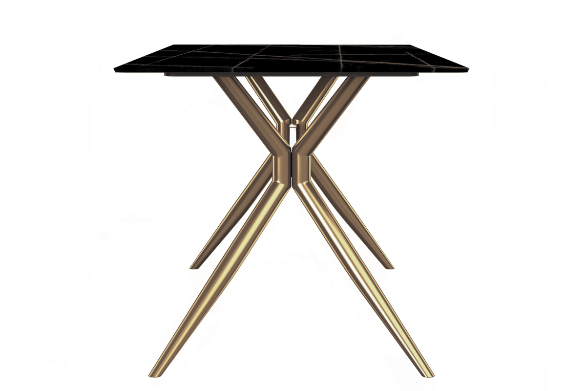 Elega Rectangular Dining Table with Sintered Stone/Glass Rectangular Top and Gold Stainless Steel Base