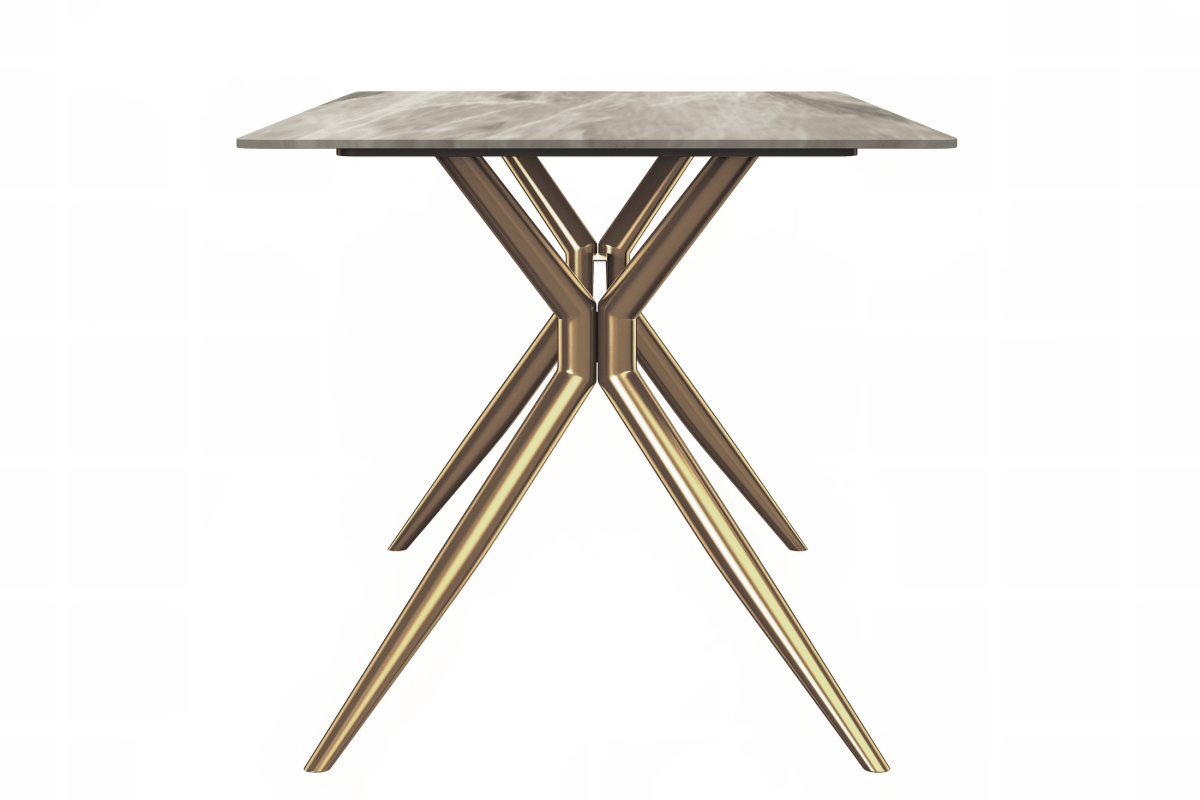 Elega Rectangular Dining Table with Sintered Stone/Glass Rectangular Top and Gold Stainless Steel Base