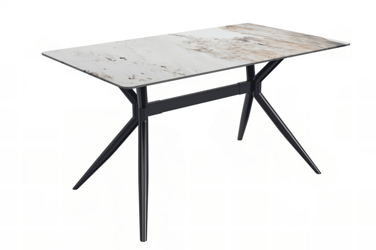 Elega Rectangular Dining Table with Sintered Stone/Glass Rectangular Top and Gold Stainless Steel Base