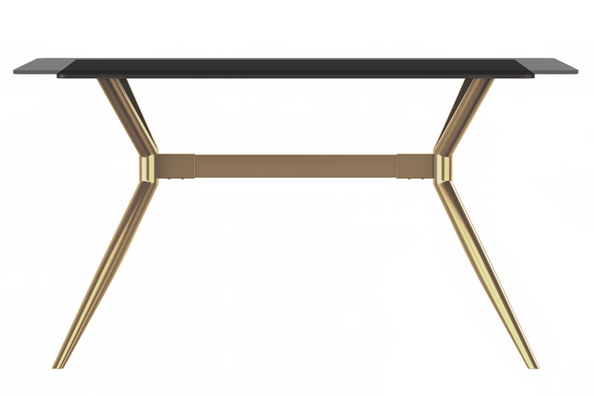 Elega Rectangular Dining Table with Sintered Stone/Glass Rectangular Top and Gold Stainless Steel Base