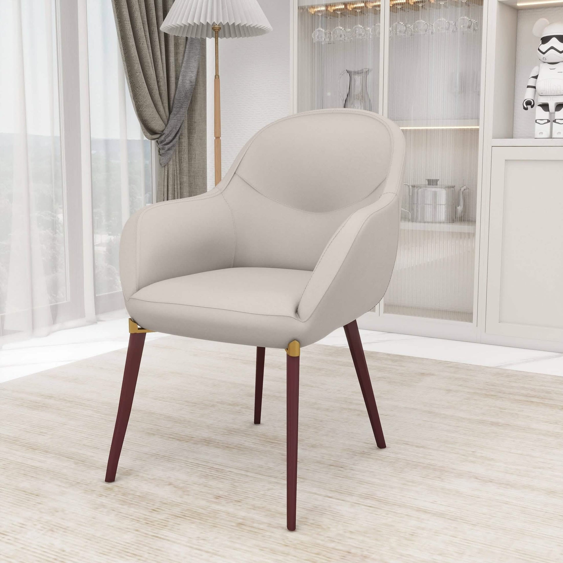 Elias Dining Chair Upholstered in Leather/Velvet and Powder Coated Legs