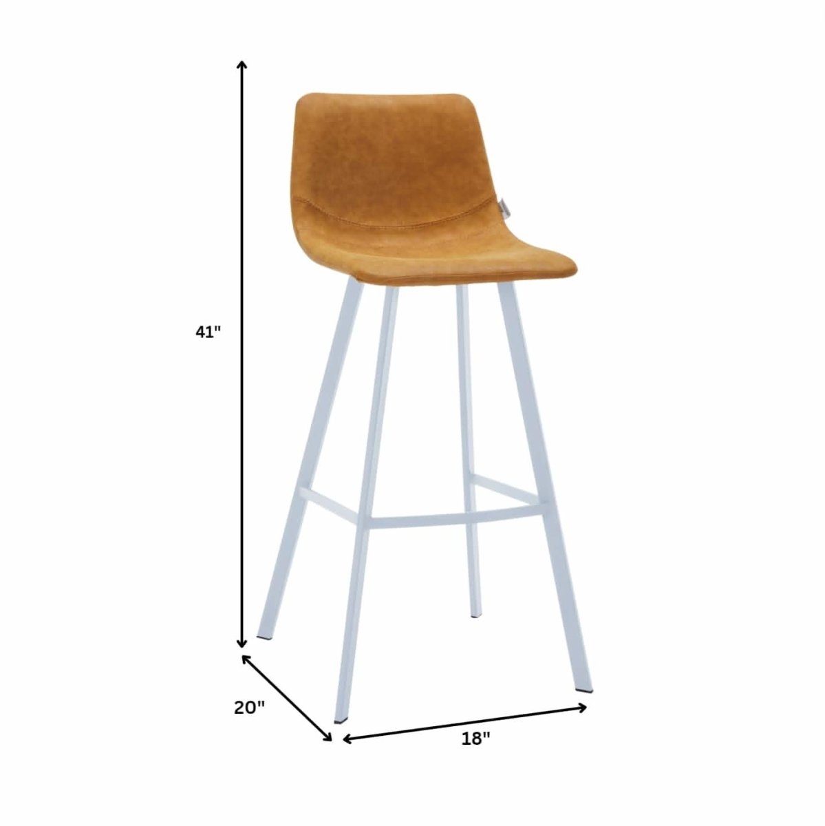 Elland 41" Leather Counter Height Barstool with Stainless Steel Legs and Footrest Set of 2