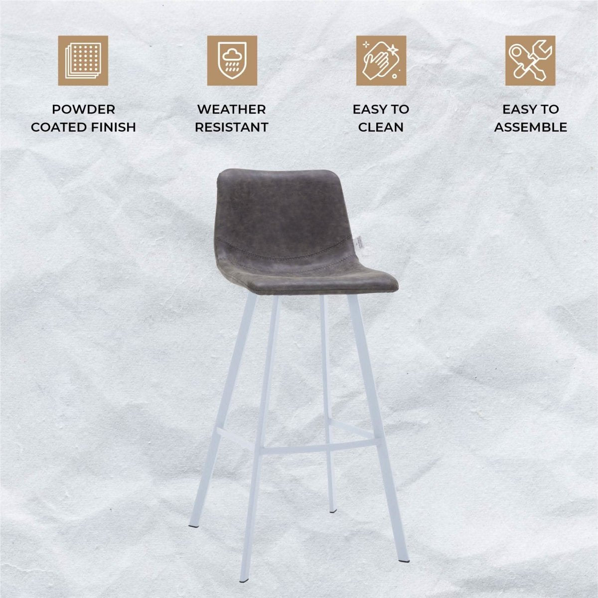 Elland 41" Leather Counter Height Barstool with Stainless Steel Legs and Footrest Set of 2