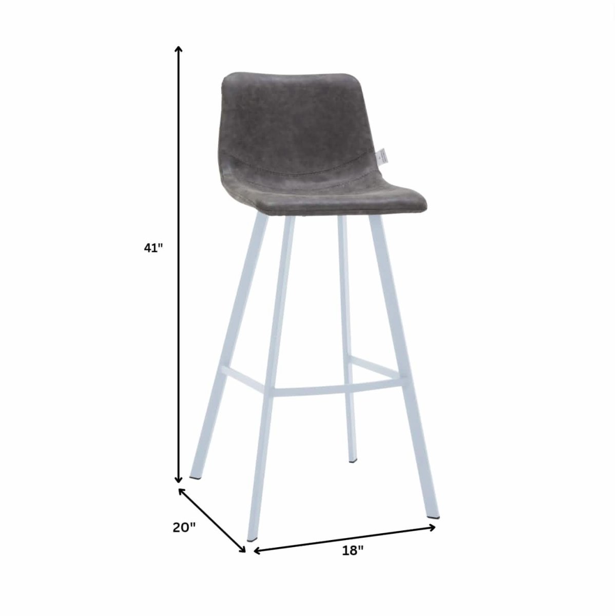 Elland 41" Leather Counter Height Barstool with Stainless Steel Legs and Footrest Set of 2