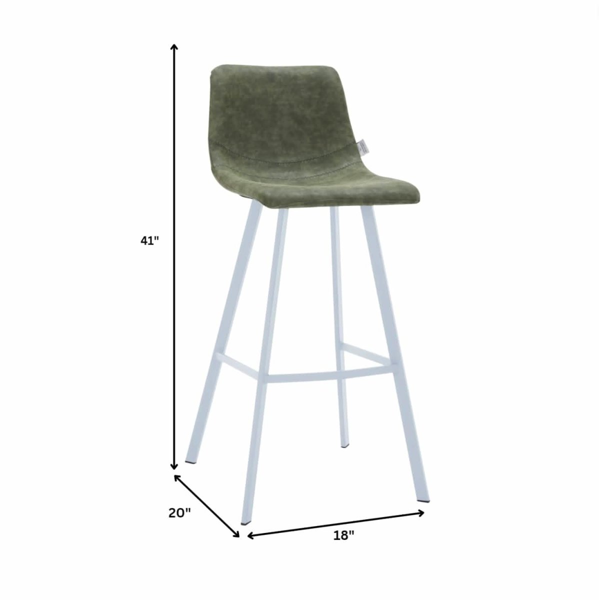 Elland 41" Leather Counter Height Barstool with Stainless Steel Legs and Footrest Set of 2