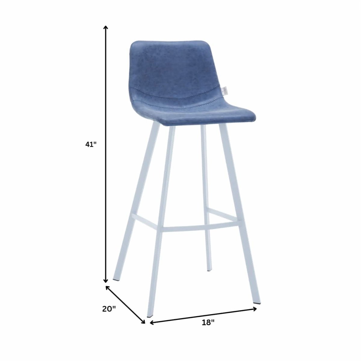 Elland 41" Leather Counter Height Barstool with Stainless Steel Legs and Footrest Set of 2