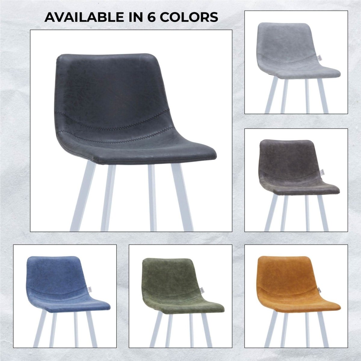 Elland 41" Leather Counter Height Barstool with Stainless Steel Legs and Footrest Set of 2