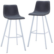 Elland 41" Leather Counter Height Barstool with Stainless Steel Legs and Footrest Set of 2