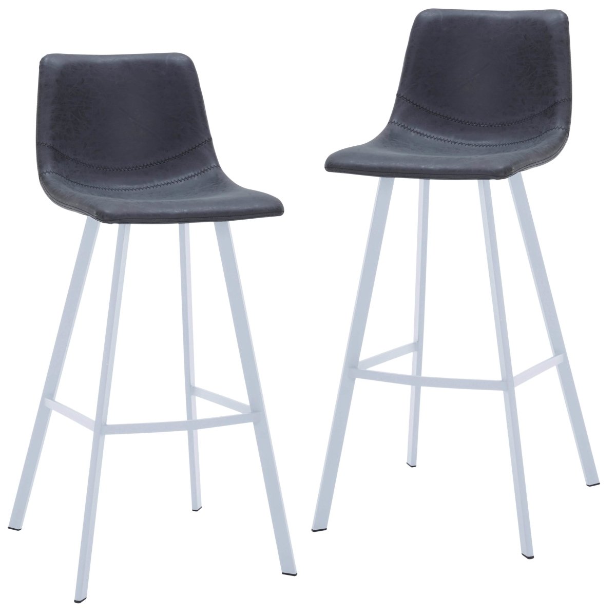 Elland 41" Leather Counter Height Barstool with Stainless Steel Legs and Footrest Set of 2