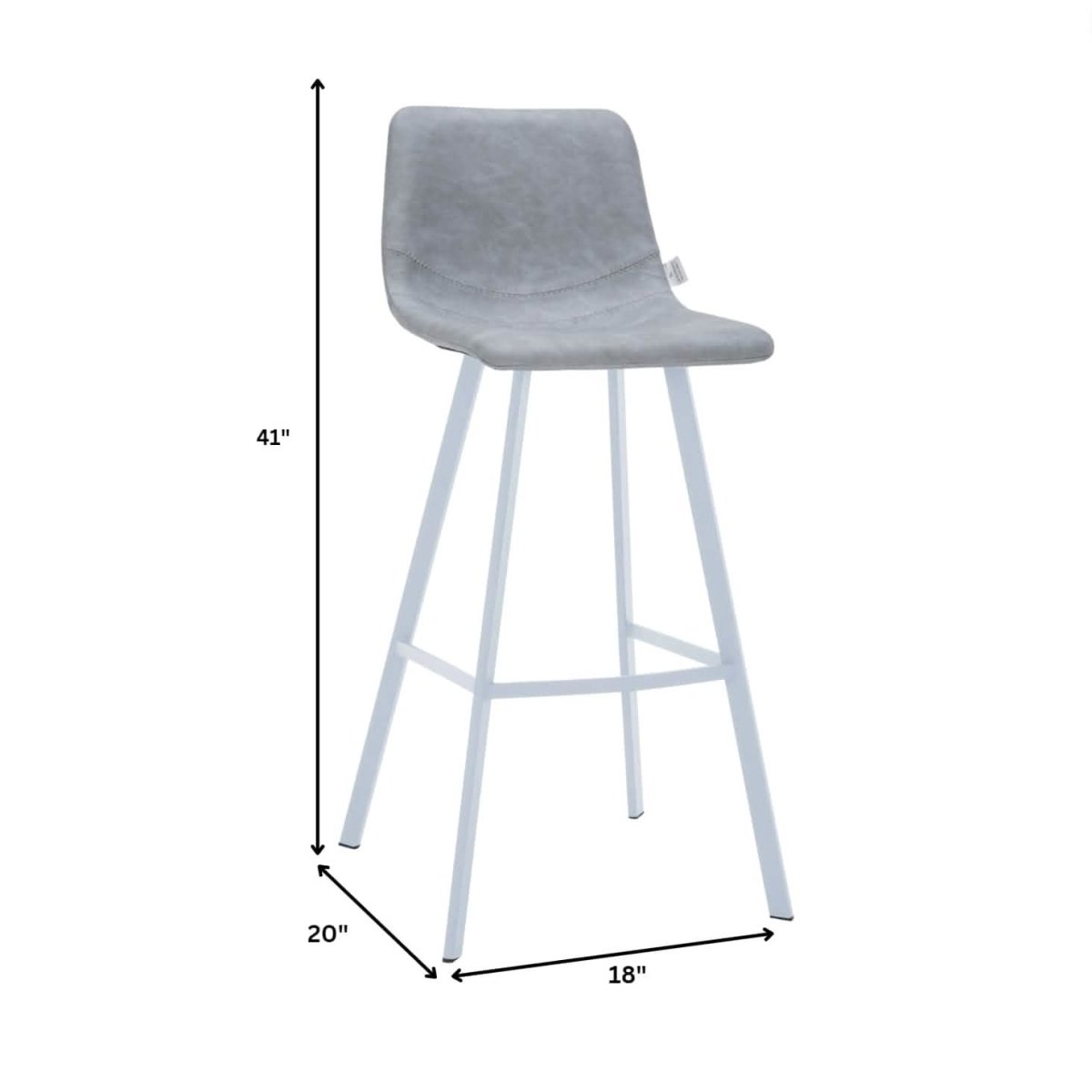 Elland 41" Leather Counter Height Barstool with Stainless Steel Legs and Footrest Set of 2