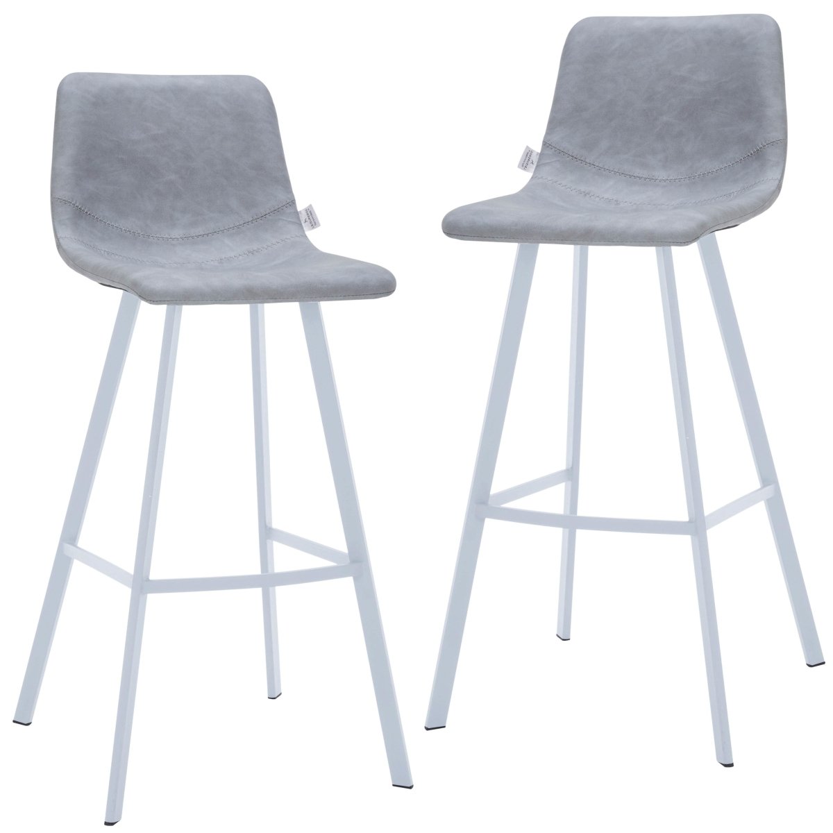 Elland 41" Leather Counter Height Barstool with Stainless Steel Legs and Footrest Set of 2