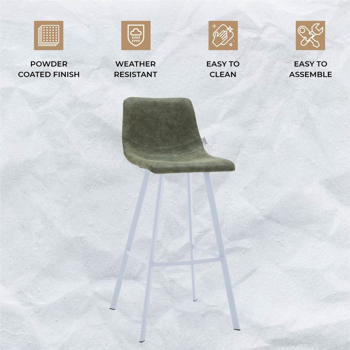 Elland 41" Leather Counter Height Barstool with Stainless Steel Legs and Footrest Set of 2