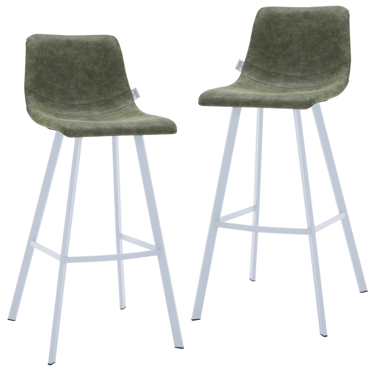 Elland 41" Leather Counter Height Barstool with Stainless Steel Legs and Footrest Set of 2