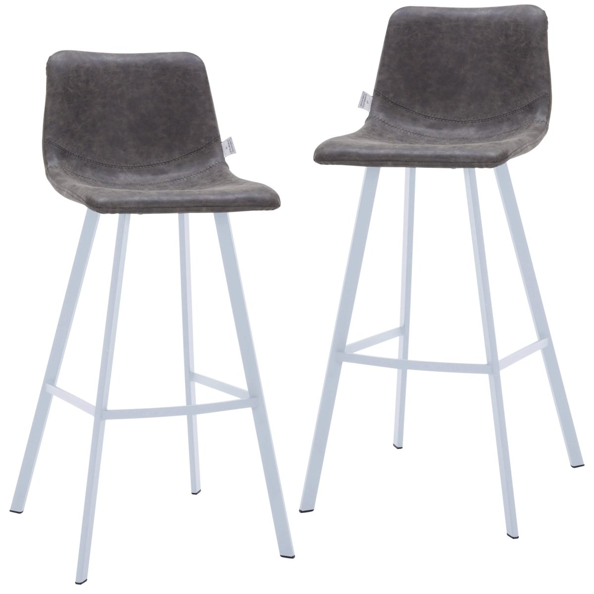 Elland 41" Leather Counter Height Barstool with Stainless Steel Legs and Footrest Set of 2