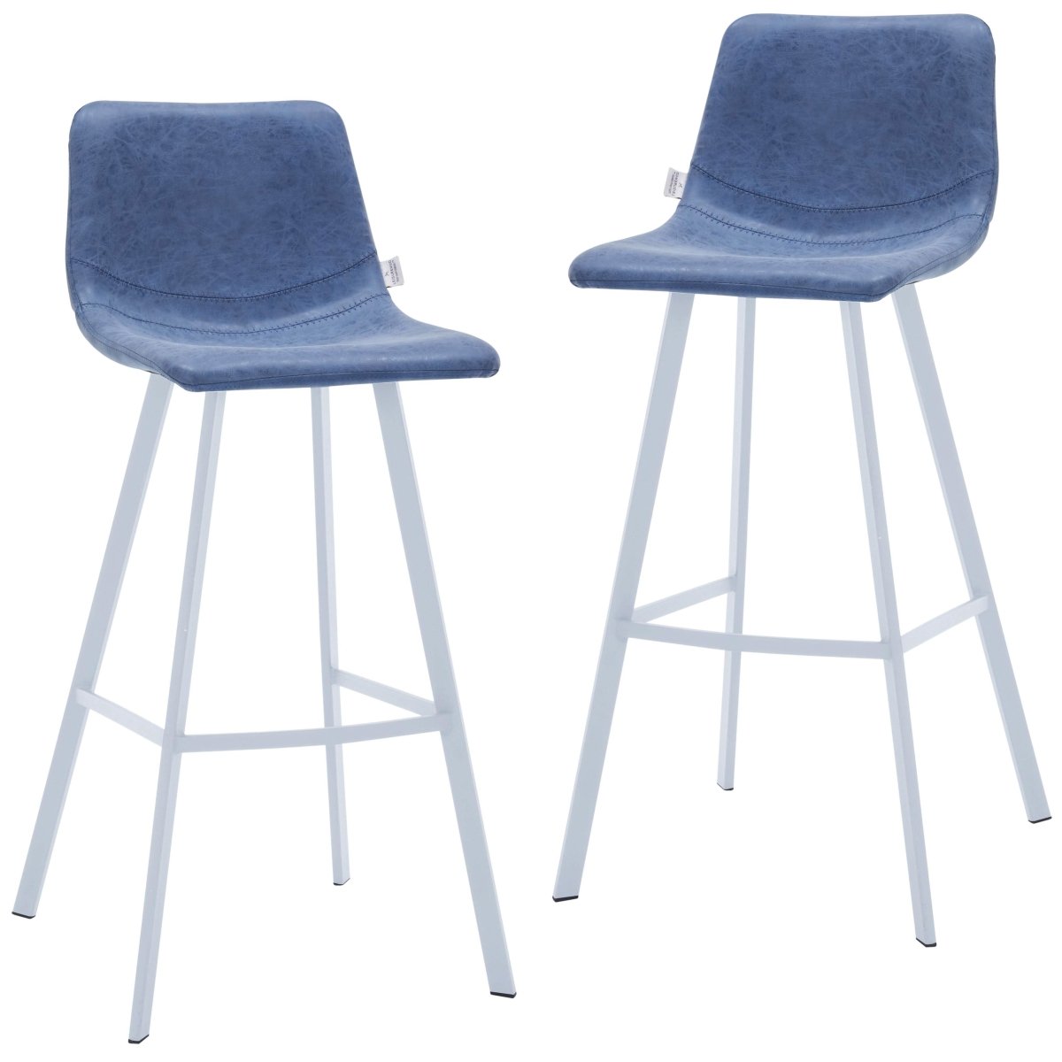 Elland 41" Leather Counter Height Barstool with Stainless Steel Legs and Footrest Set of 2