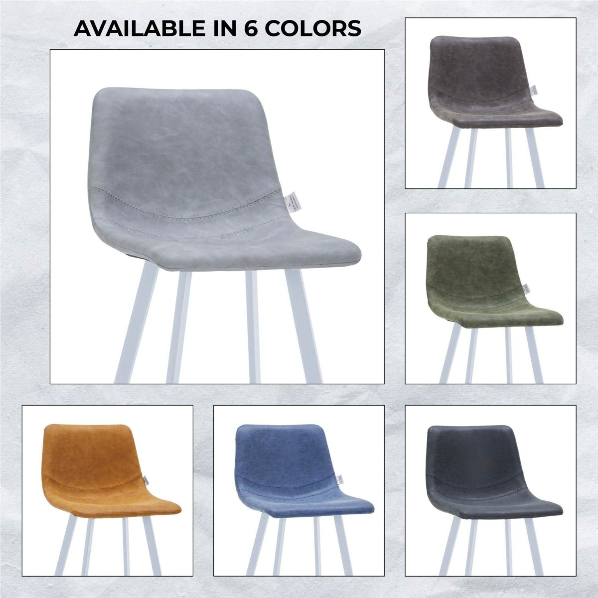 Elland 41" Leather Counter Height Barstool with Stainless Steel Legs and Footrest Set of 2