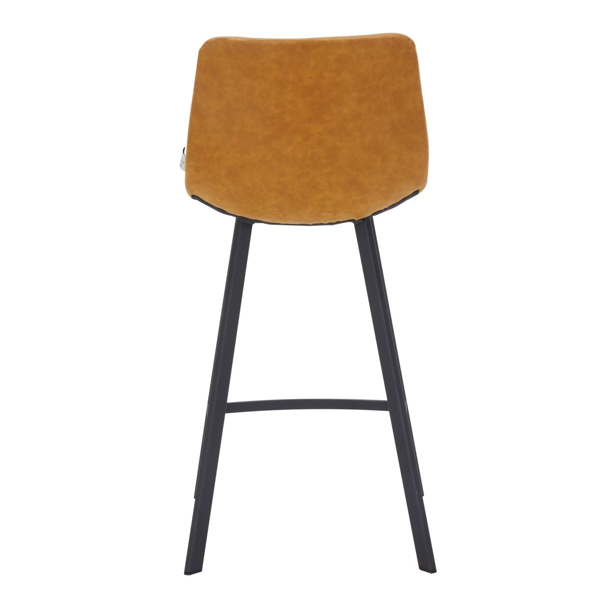 Elland Modern Upholstered Leather Bar Stool With Black Iron Legs & Footrest Set of 2