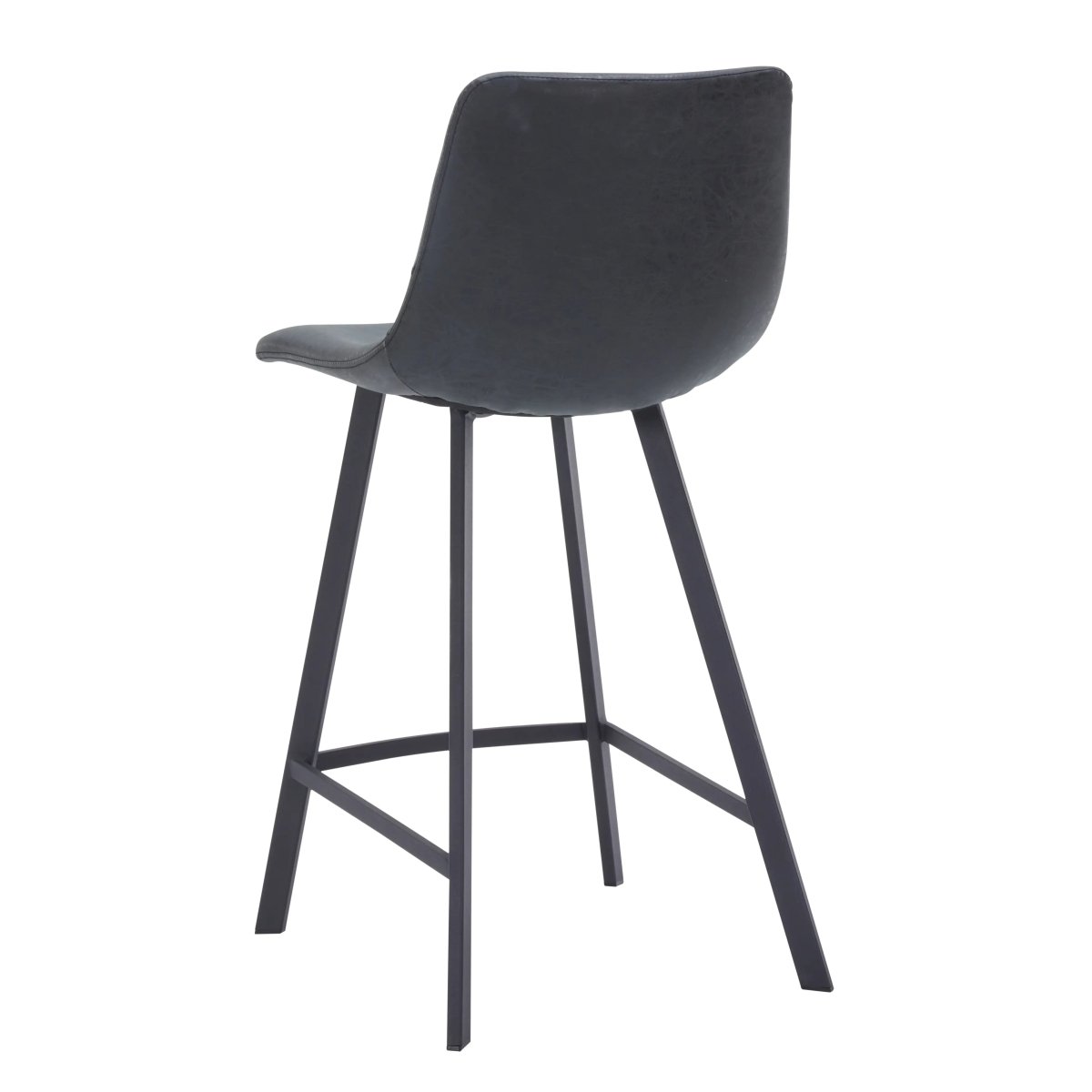 Elland Modern Upholstered Leather Bar Stool With Black Iron Legs & Footrest Set of 2